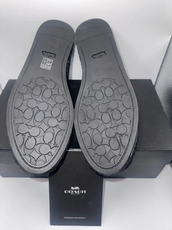 Coach Charlie Leather Espadrille Flats Black Women's Size 7 w/Box - Picture 8 of 9